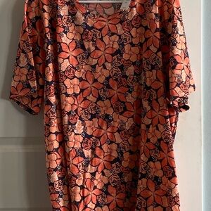 Lane Bryant Floral Short Sleeve Tee - Orange and Black